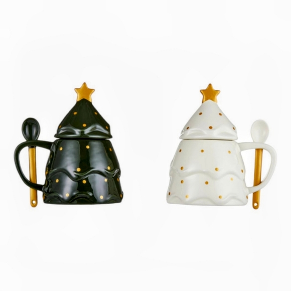 NEW Winter Garden Christmas Tree Mug Set with Spoon - Picture 5 of 6